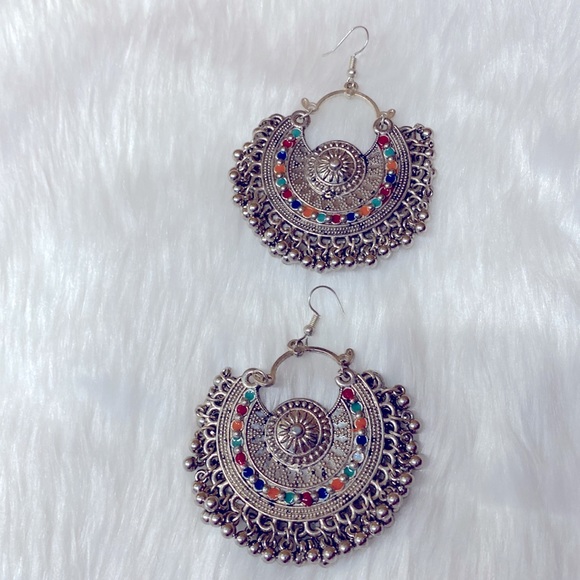 SOLD YEY !!  Handmade Afghan Ethnic Bali Earrings, Tribal Kuchi Afghan Hoop - Picture 3 of 7